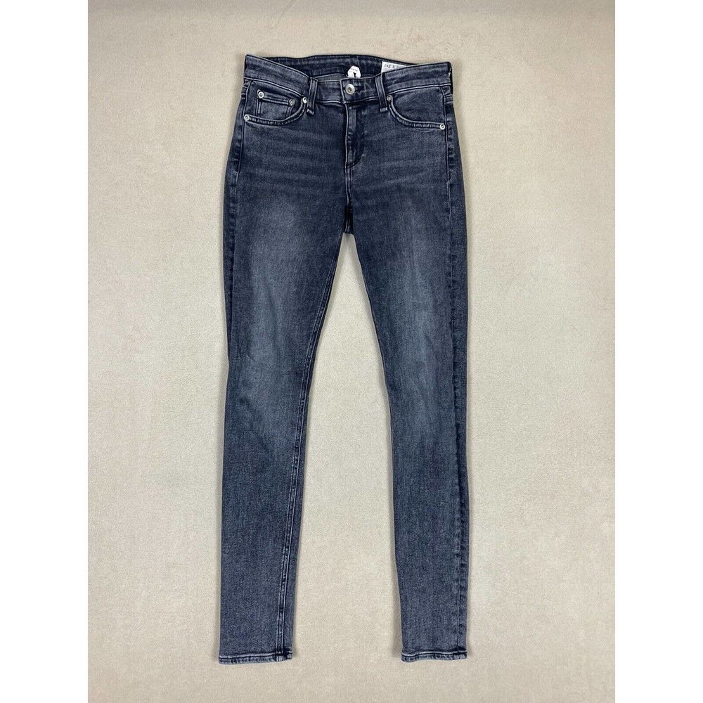 Rag&Bone Cate Mid Rise Skinny‎ Womens 24 Jeans Black Opal Low Rise Cotton Blend